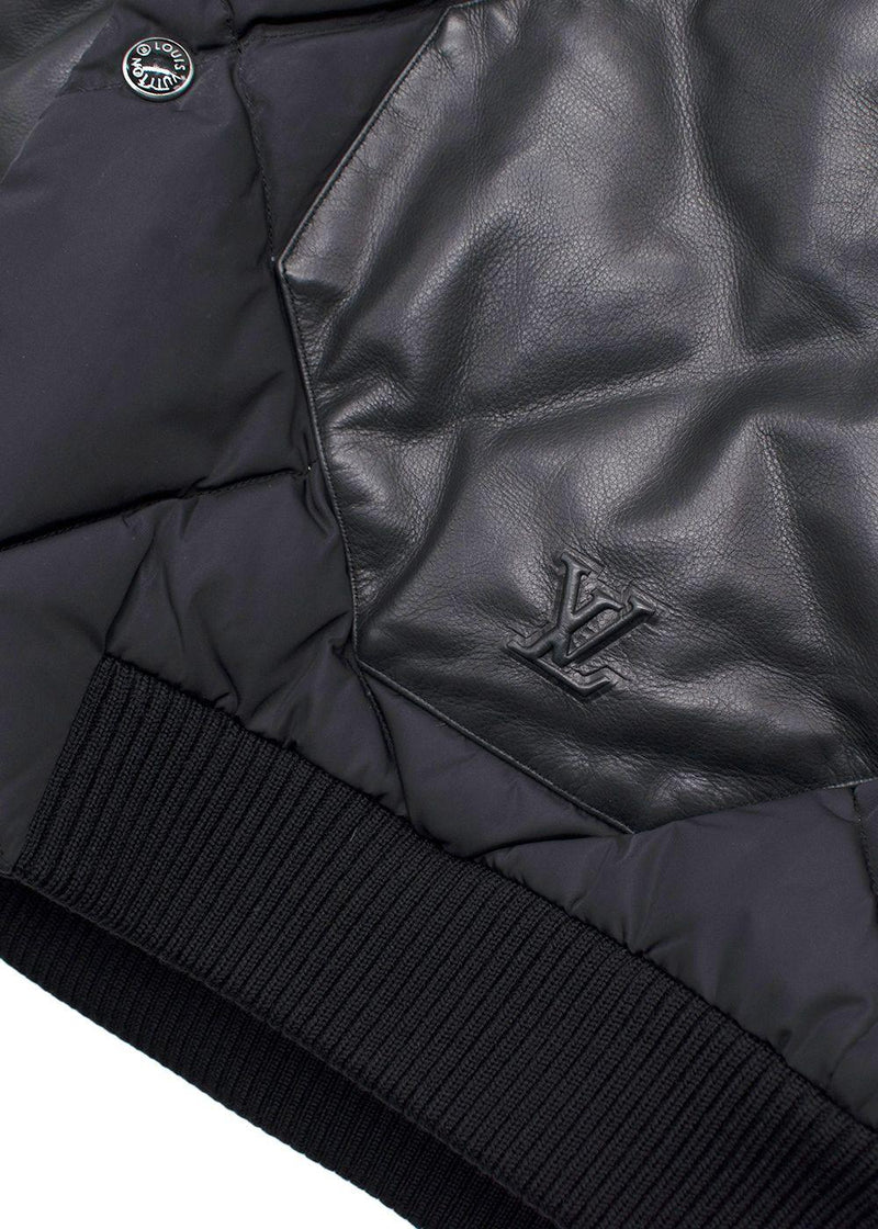 Louis Vuitton Kid's Black Quilted Jacket With Leather Pockets