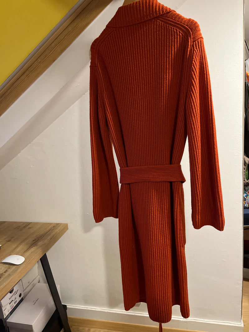 Jospeh Orange Belted Rib Knit Longline Cardigan