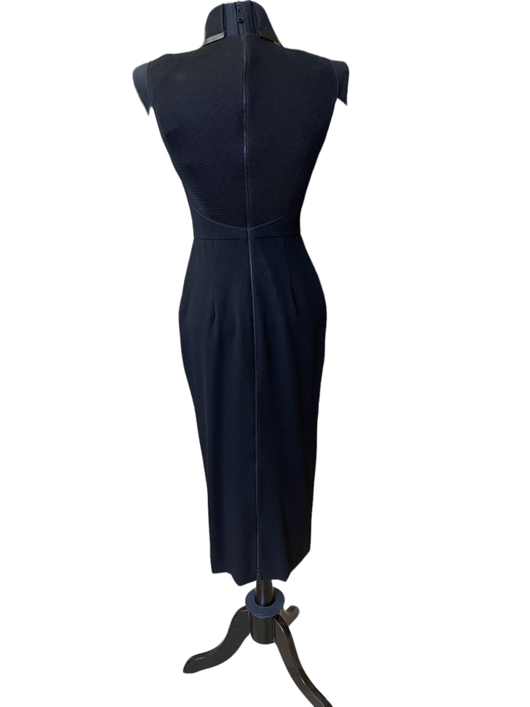 Pvc Layered Collar Mesh-panelled Wool Dress