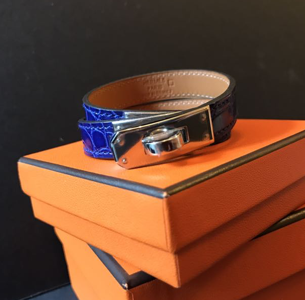 HERMES Electric Blue Kelly Double Tour