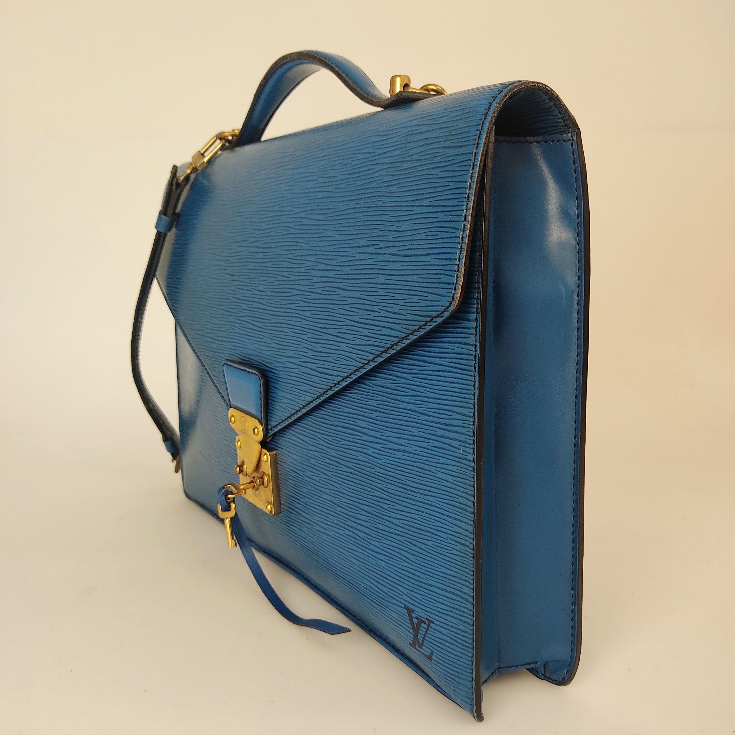 Blue Epi leather Conseiller 2Way business bag