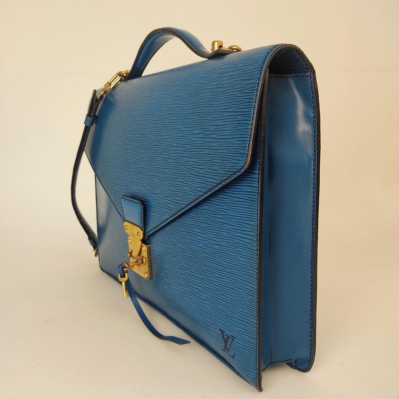Blue Epi leather Conseiller 2Way business bag