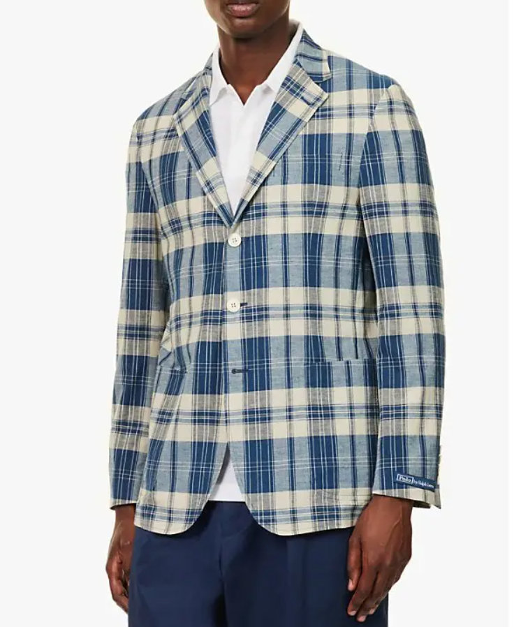Ralph Lauren  Checked Single-Breasted Cotton Blazer