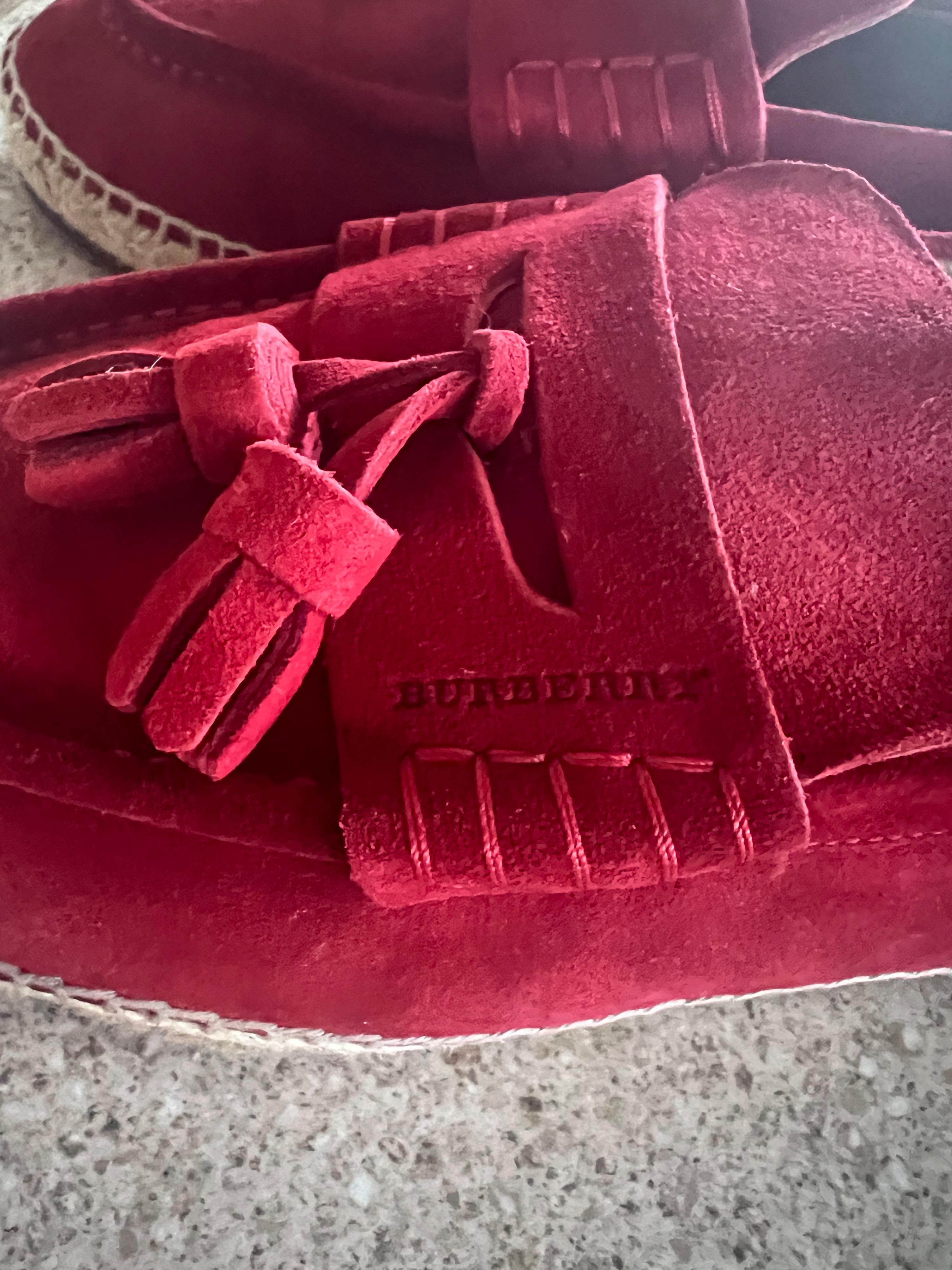 Burberry Red Suede Loafers