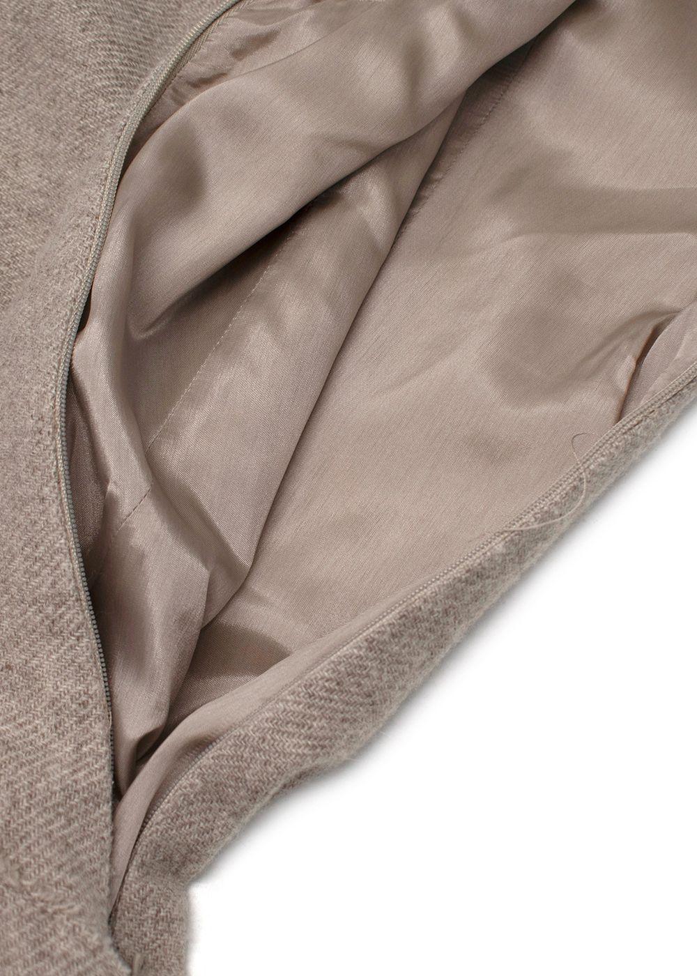 Alberta Ferretti Taupe Wool Midi Dress