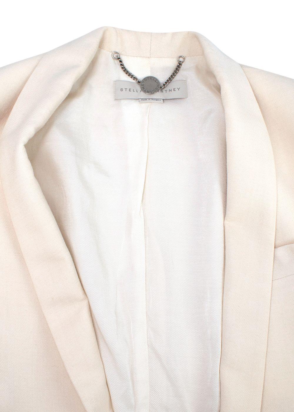 Cream Wool Blend Single Breasted Blazer
