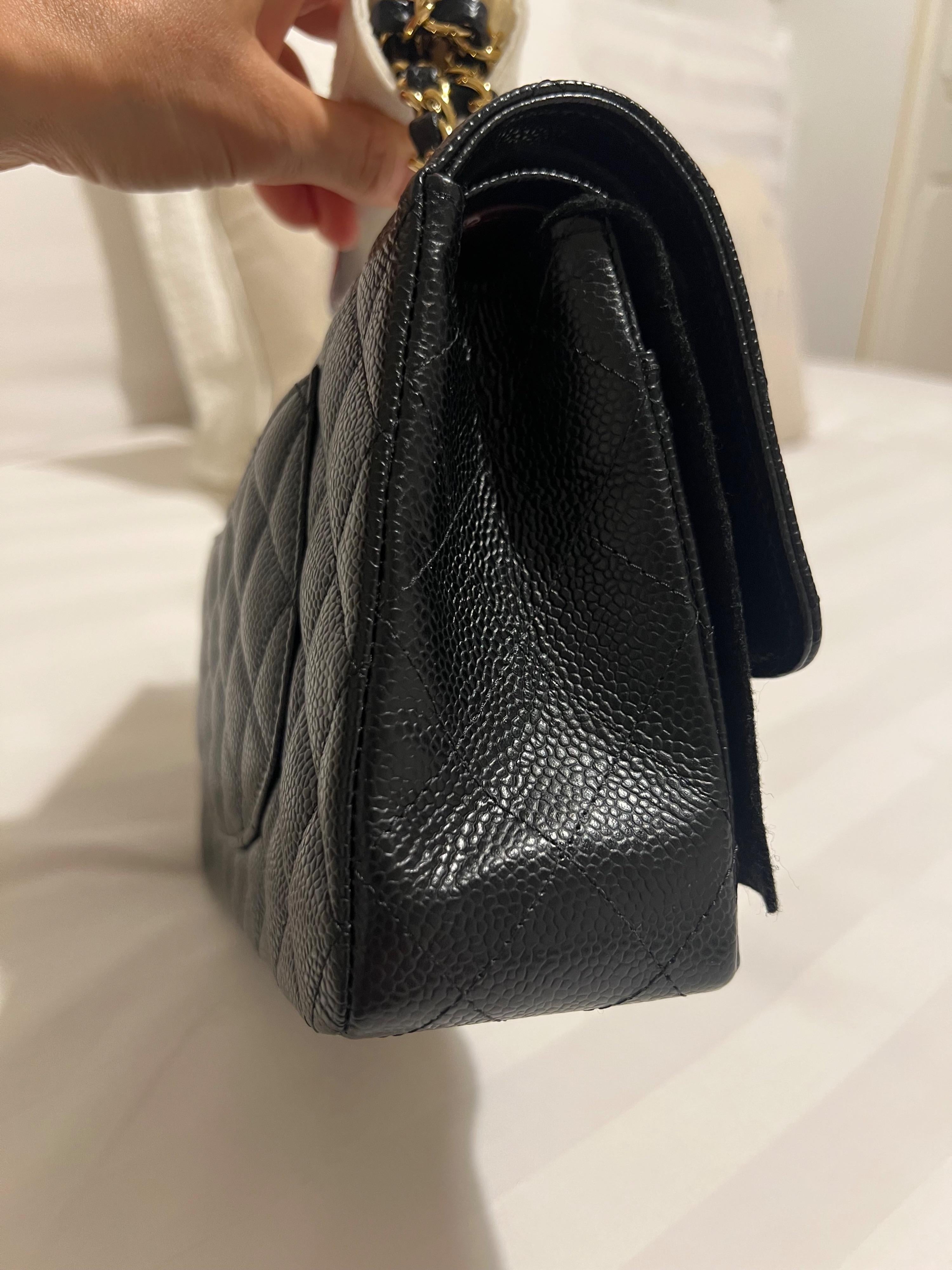 Black Caviar Medium Classic Double Flap Bag