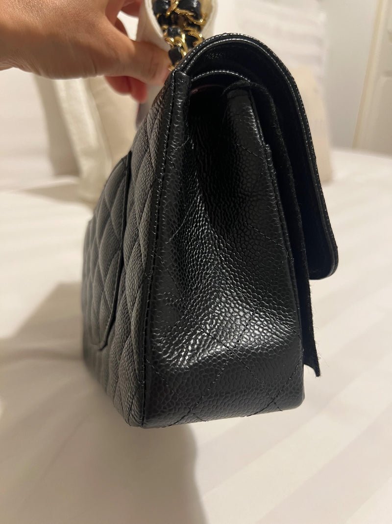 Black Caviar Medium Classic Double Flap Bag