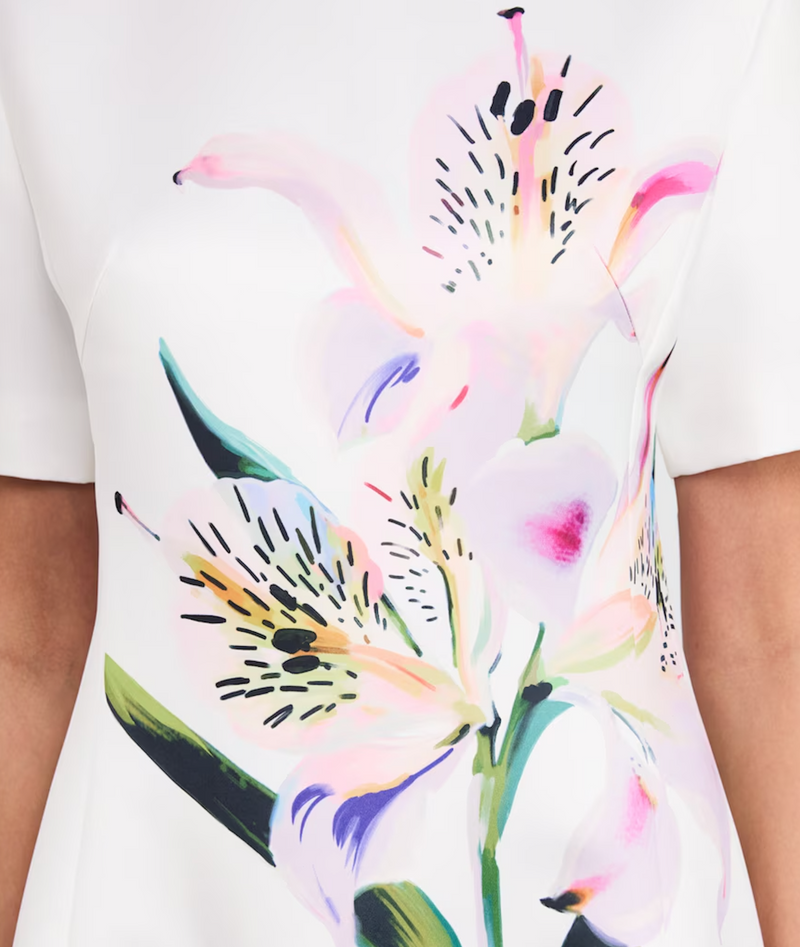 LEO LIN Satin Floral Caroline Midi Dress