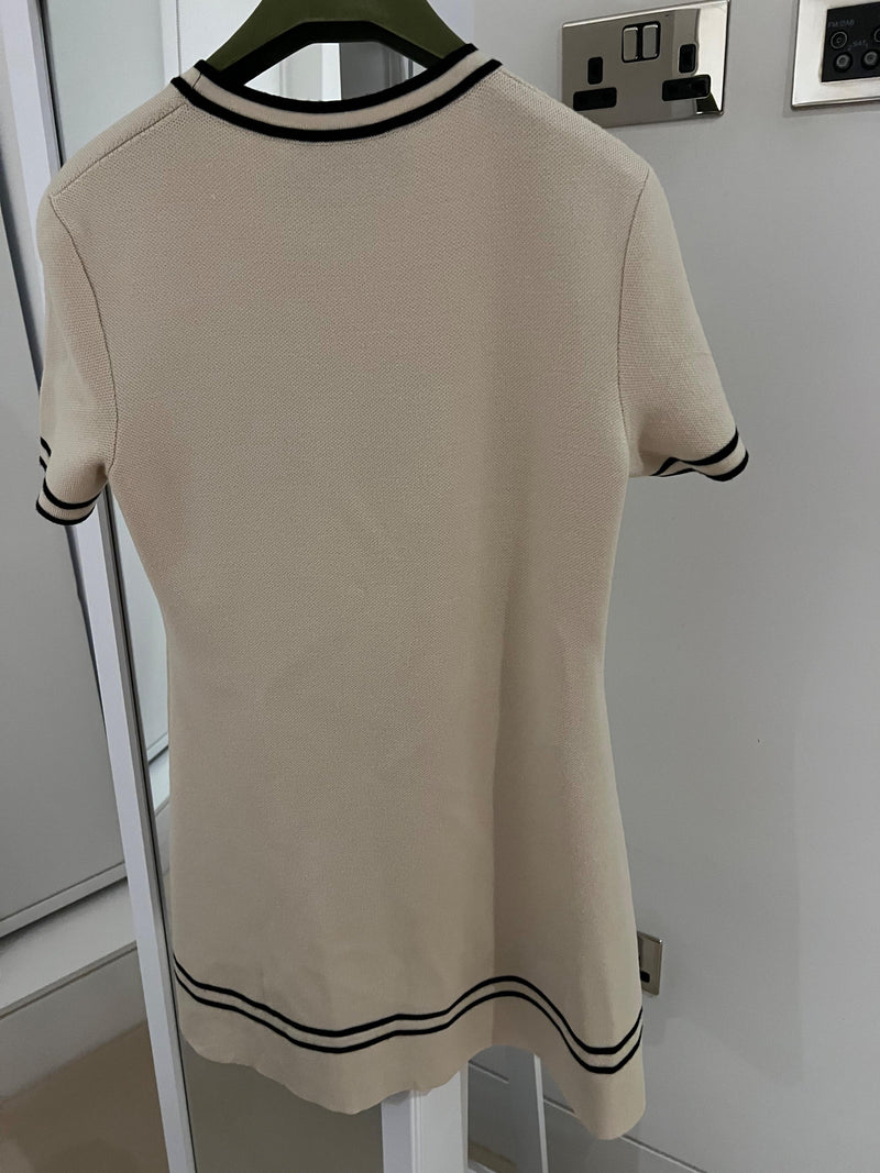 Gucci Cream Horsebit Embellished Wool Mini Dress