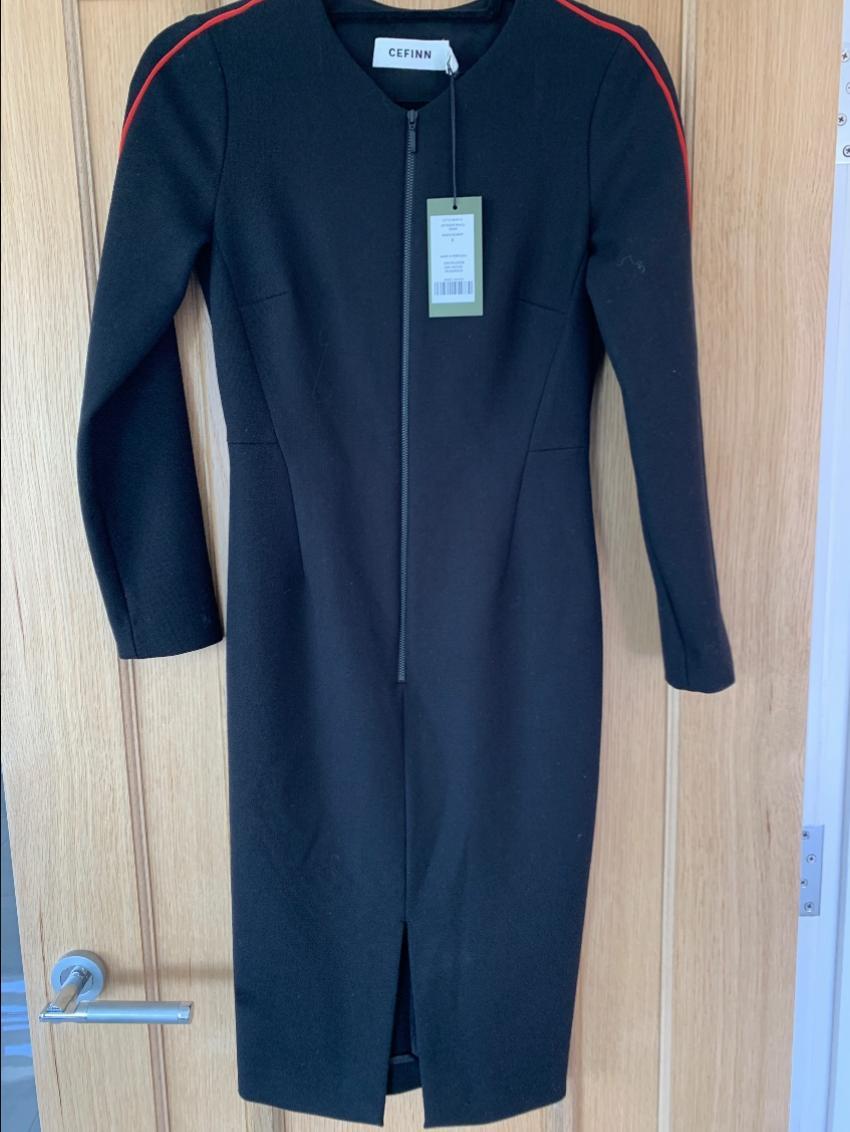 Cefinn Zip Front Black Dress