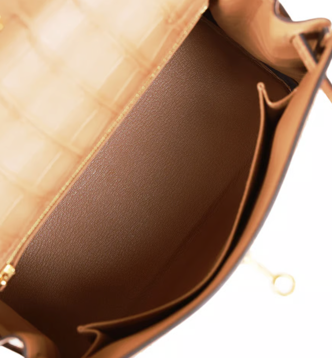 Hermés Kelly 25 Mississippiensis Alligator Matte Chai