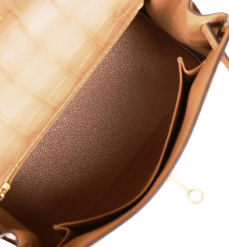 Hermés Kelly 25 Mississippiensis Alligator Matte Chai
