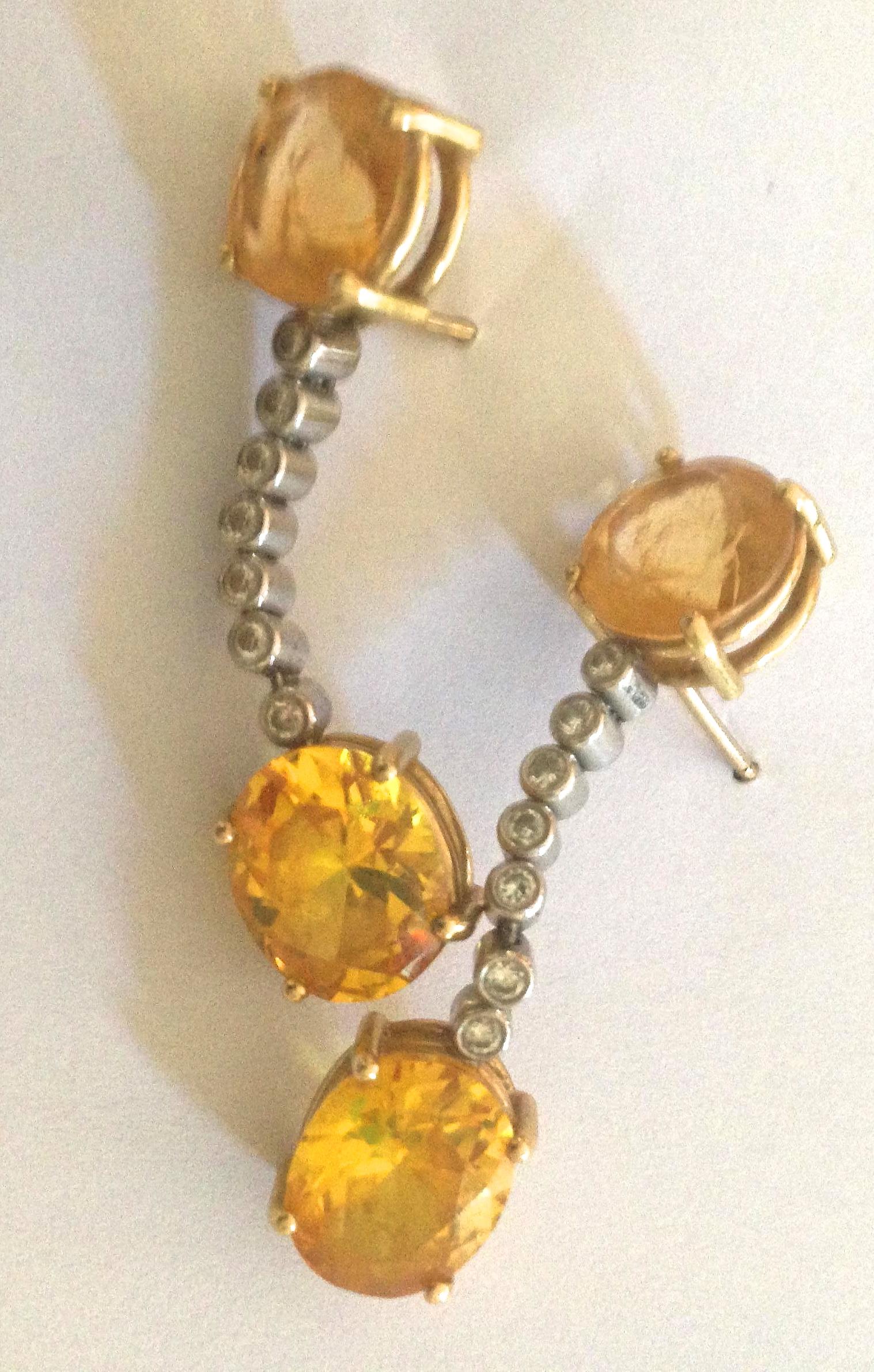 Ian Blower yellow topaz and diamond drop earrings