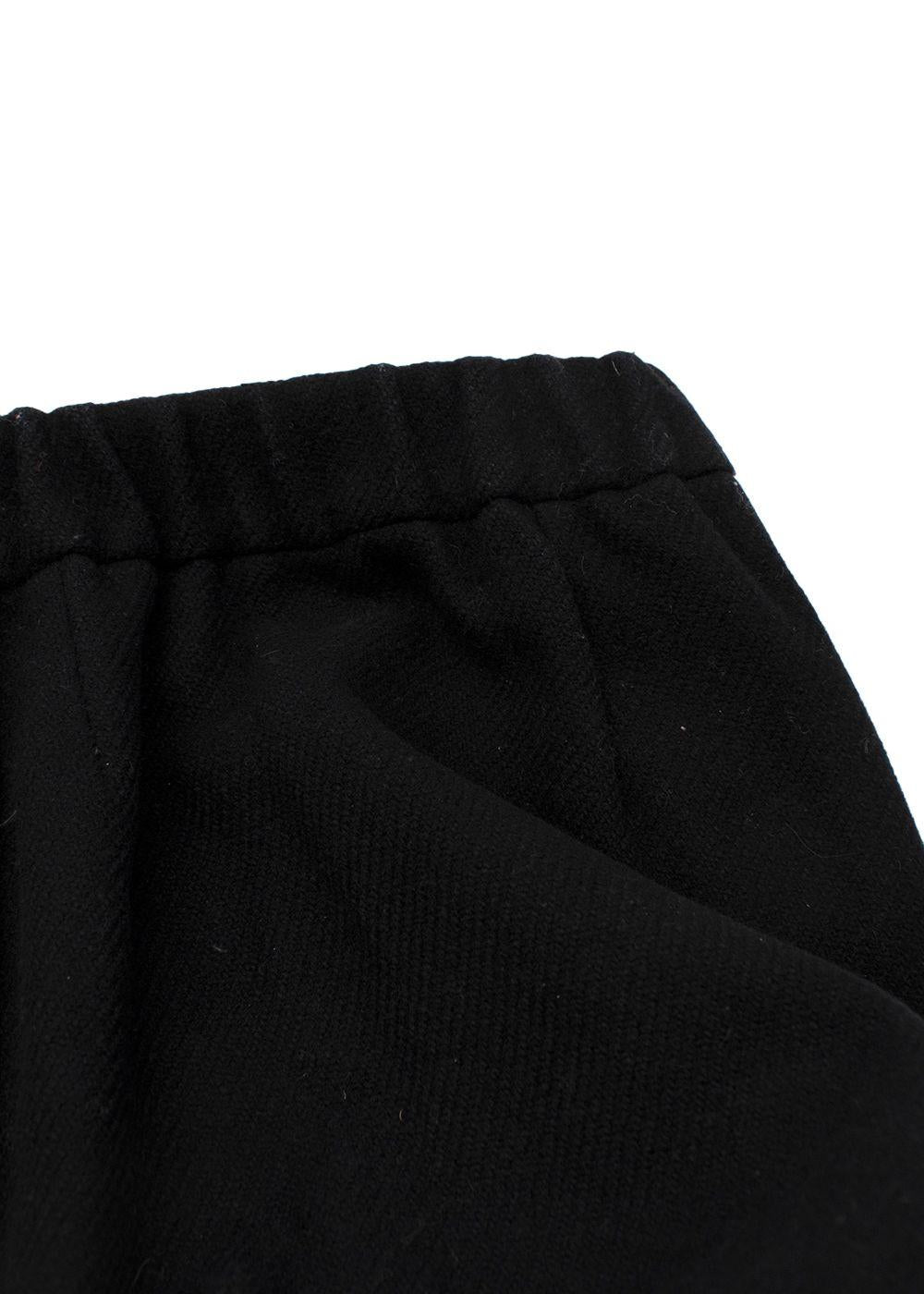 Black Wool-Blend Button Skirt
