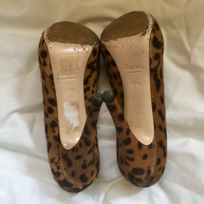 Miu Miu St Mini Leopard Peeptoe Pumps
