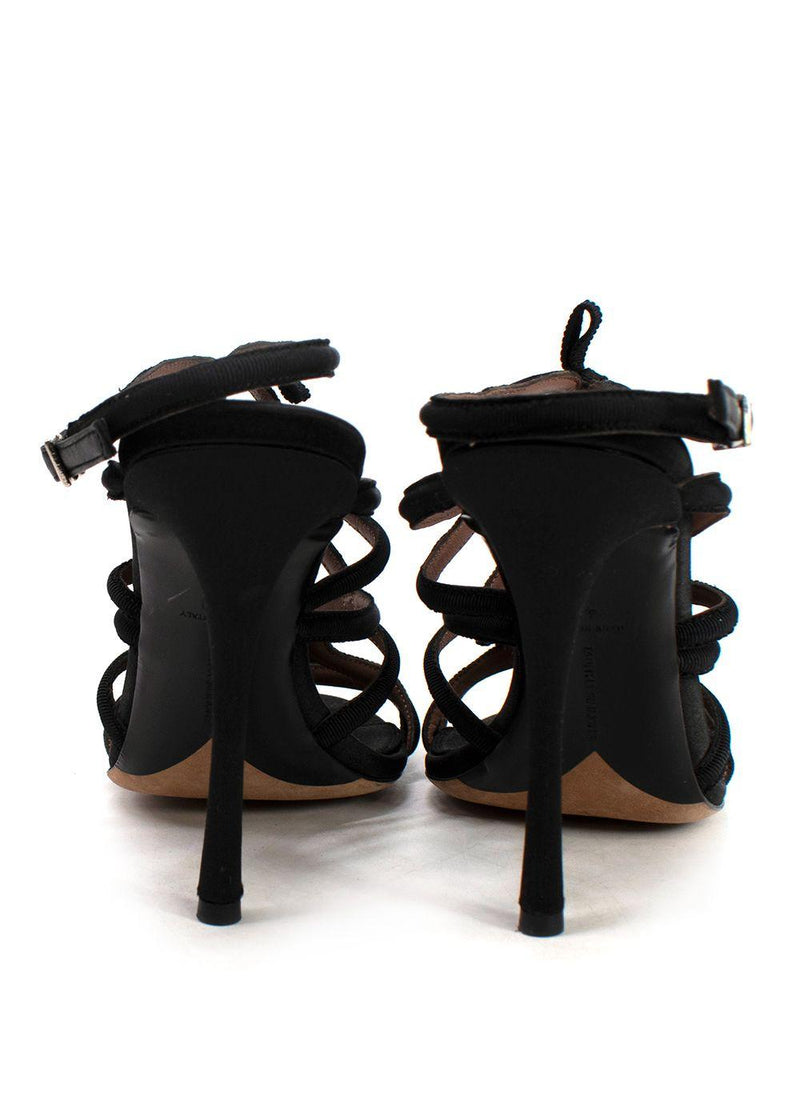 Tabitha Simmons Black Bowrama Caged Heels