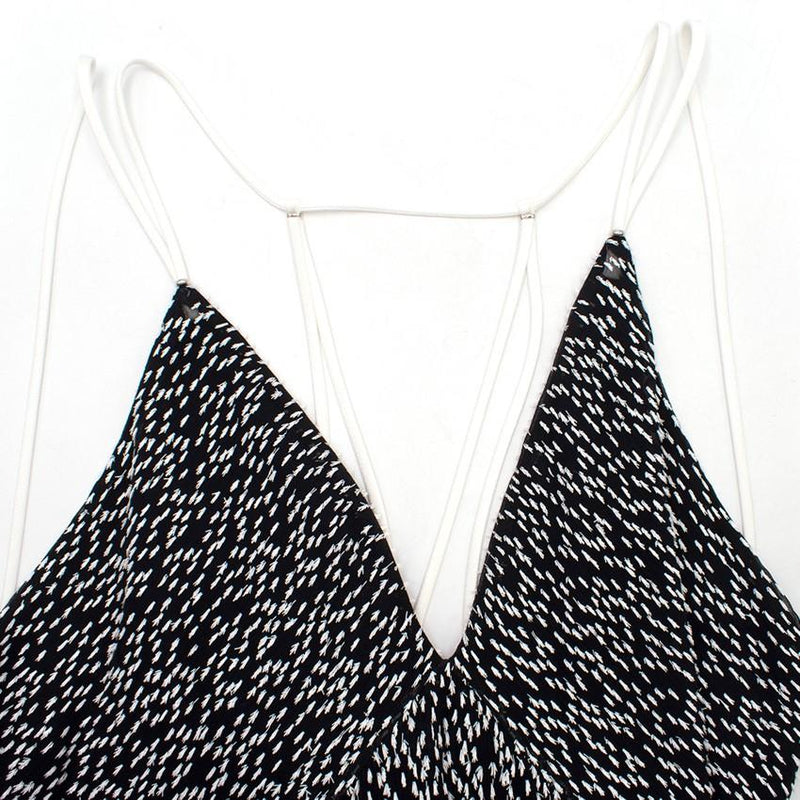 Galvan Black & White Textured Low Back Gown