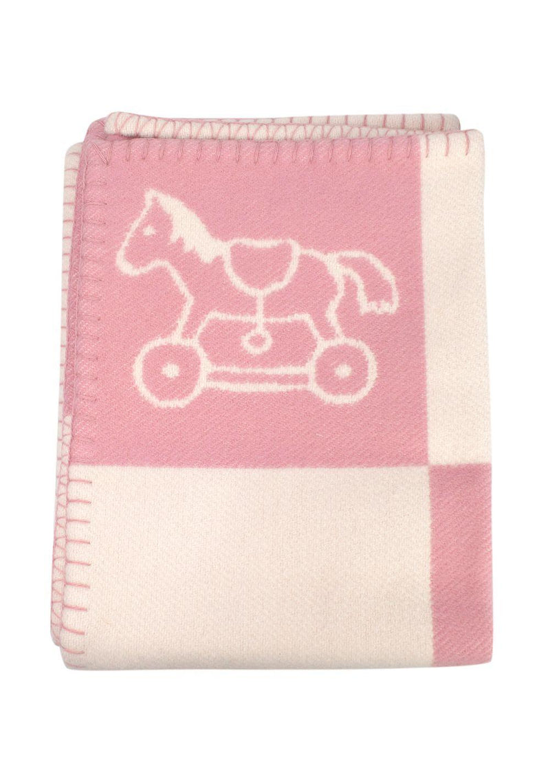 Hermes Pink Wool and Cashmere Adada Avalon Baby Blanket