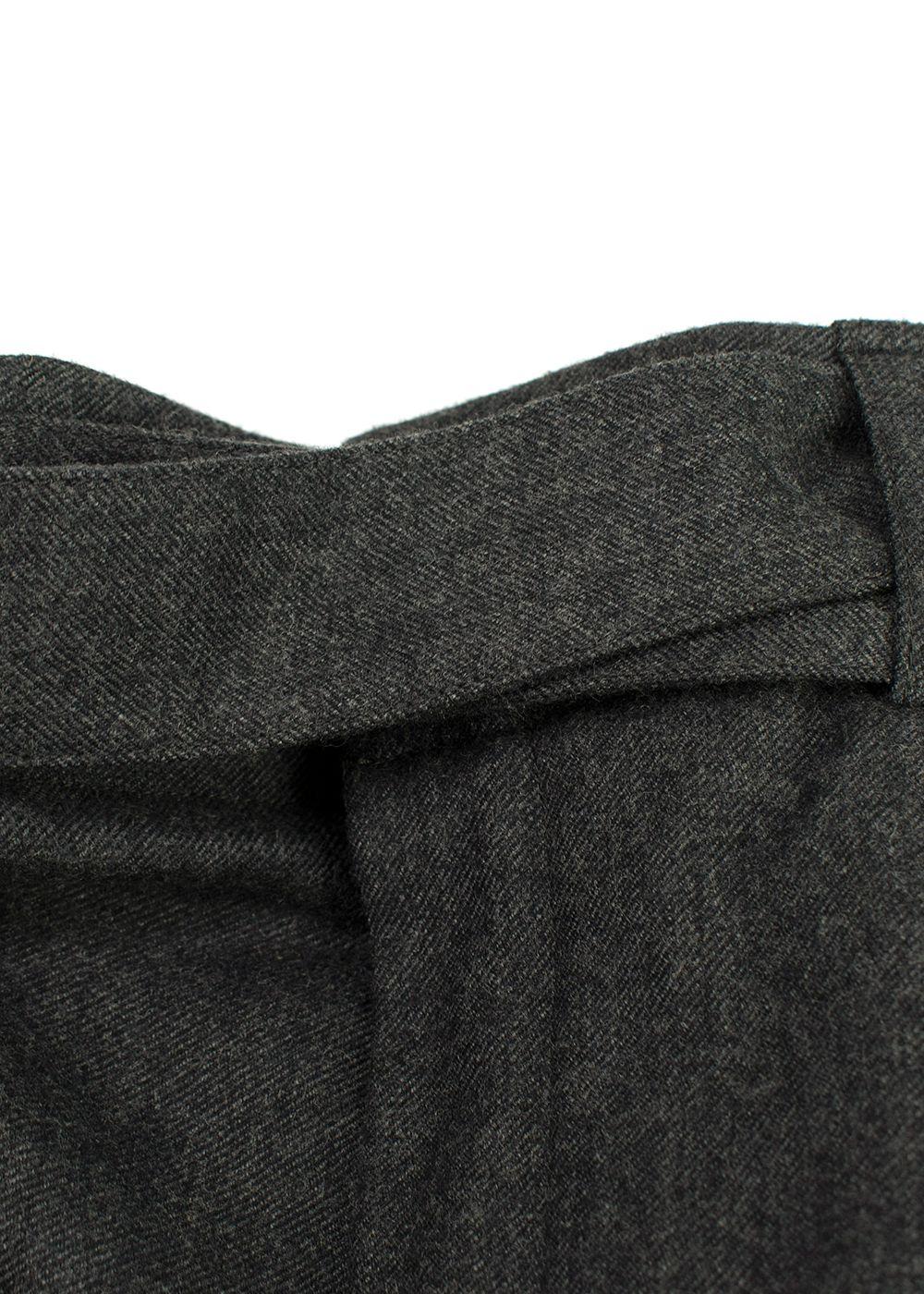 Saint Laurent Grey Belted Wool Trousers