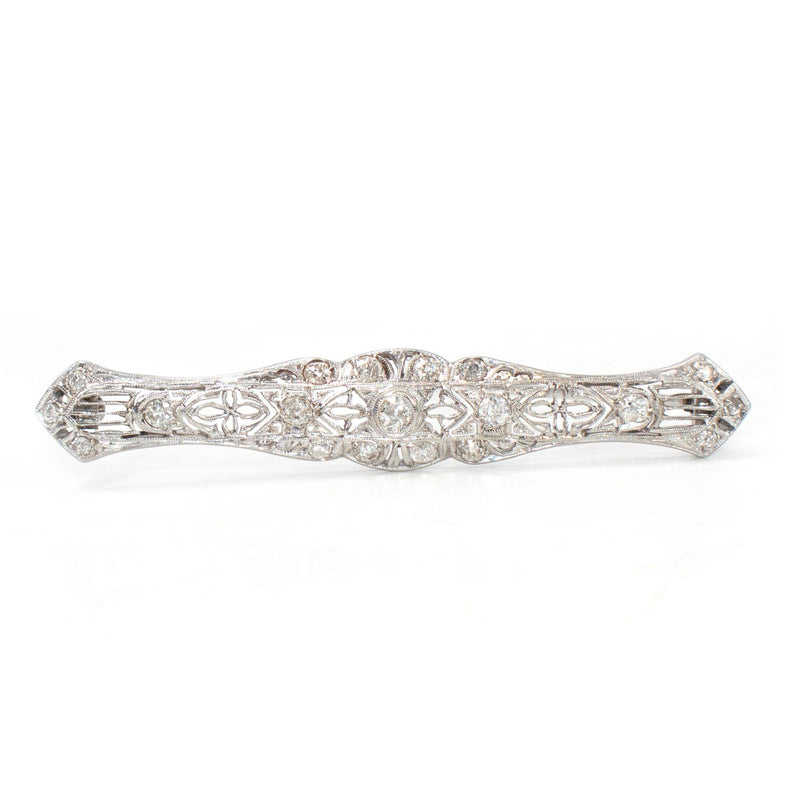 Bespoke 18kt White Gold Filigree Diamond Brooch