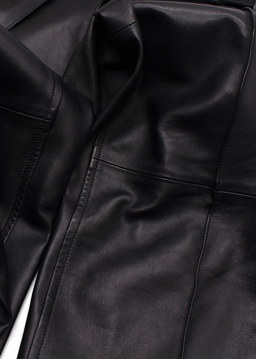 Petar Petrov Black Haena High-Waisted Leather Trousers with Belt Detail