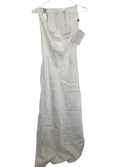 Victoria Beckham White Jacquard Cowl Neck Maxi Dress