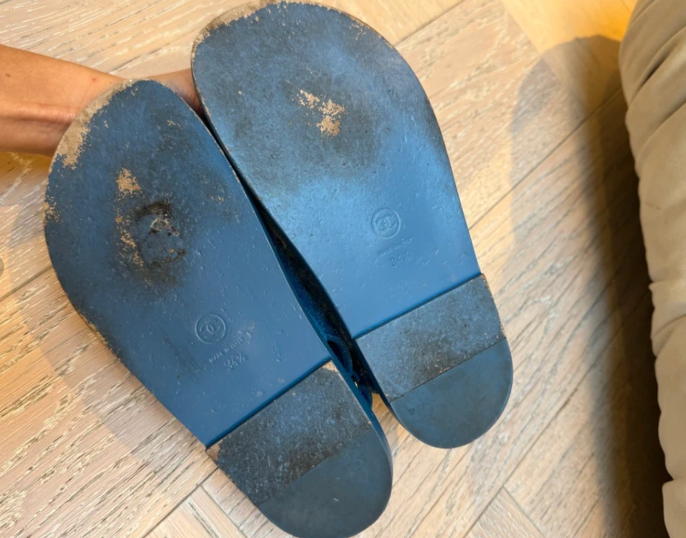 Chanel Blue  Denim Dad Sandals