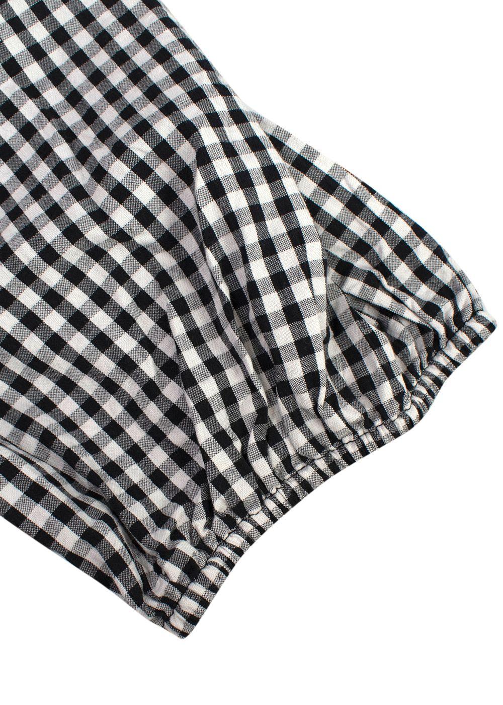 Batsheva Black and White Gingham Scalloped Collar Top