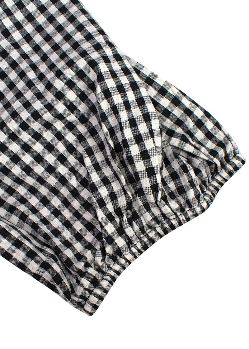 Batsheva Black and White Gingham Scalloped Collar Top