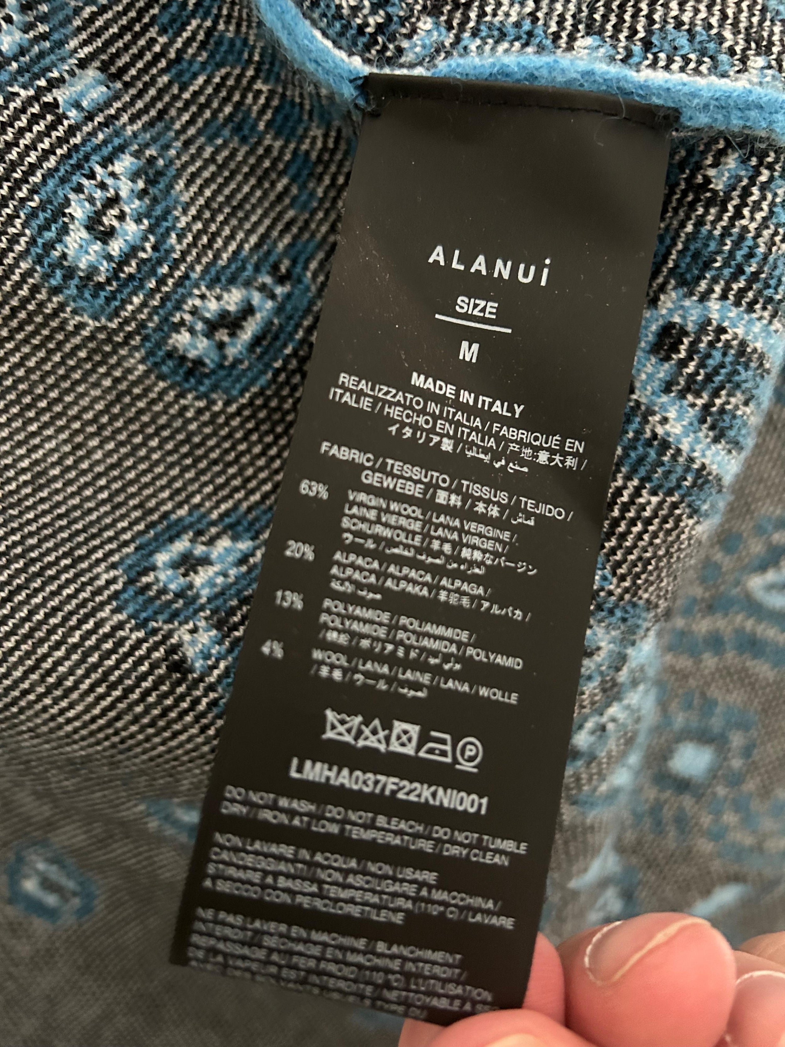 Alanui Blue Bandana Print Wool Cardigan