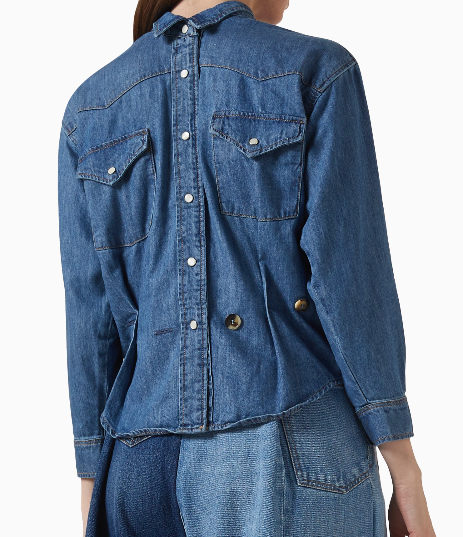 A.W.A.K.E. Mode Blue Long-Sleeve Denim Shirt