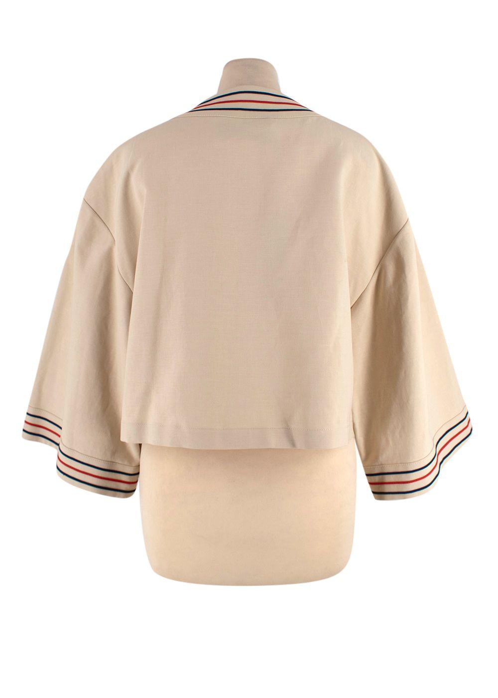 Gucci Beige Anchor Embroidered Cropped Jacket