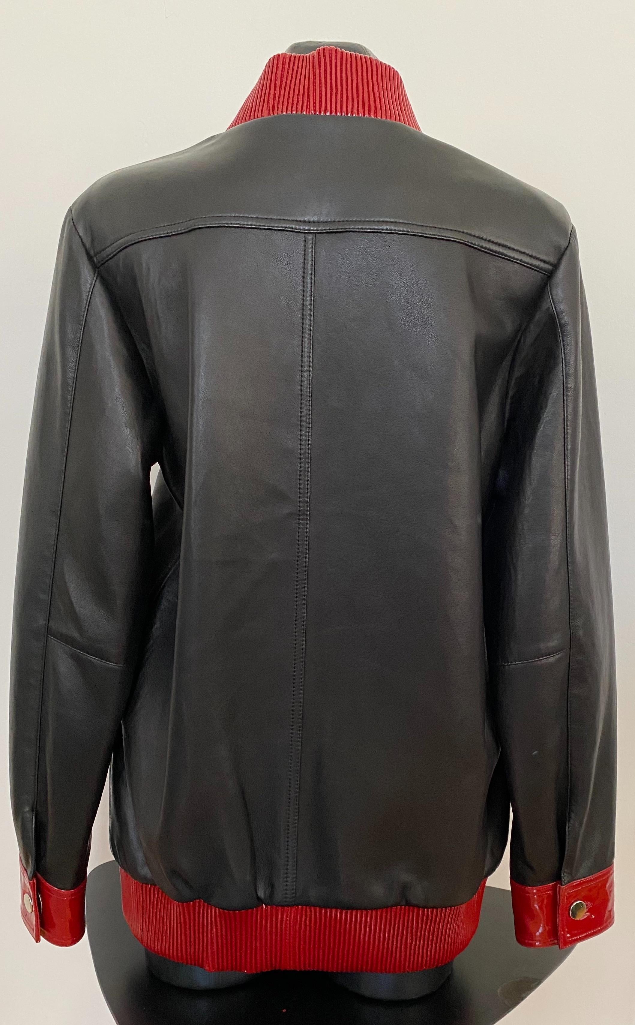 Leather Teddy Jacket With Contrast Trim