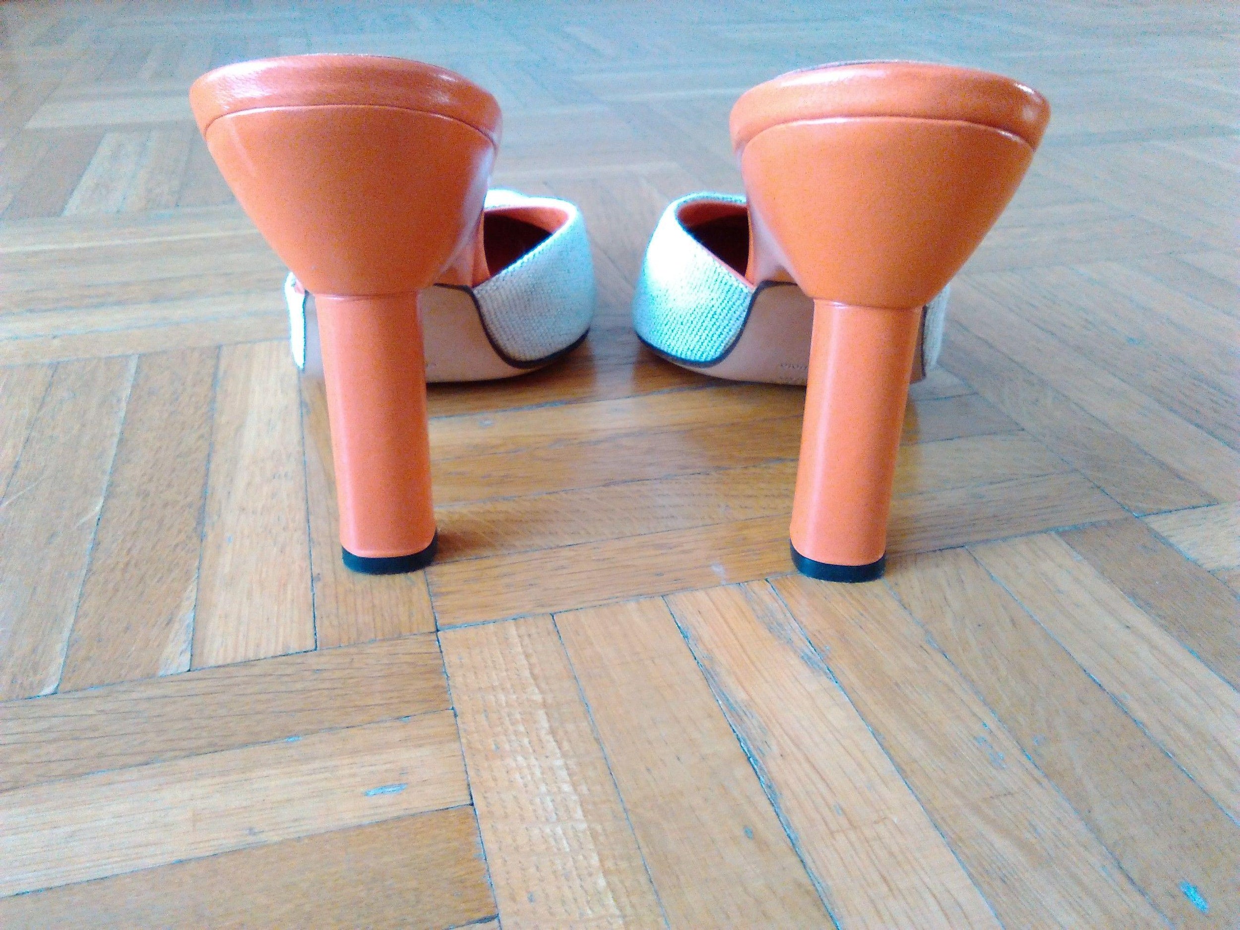 Prada Sabot linen and leather mules