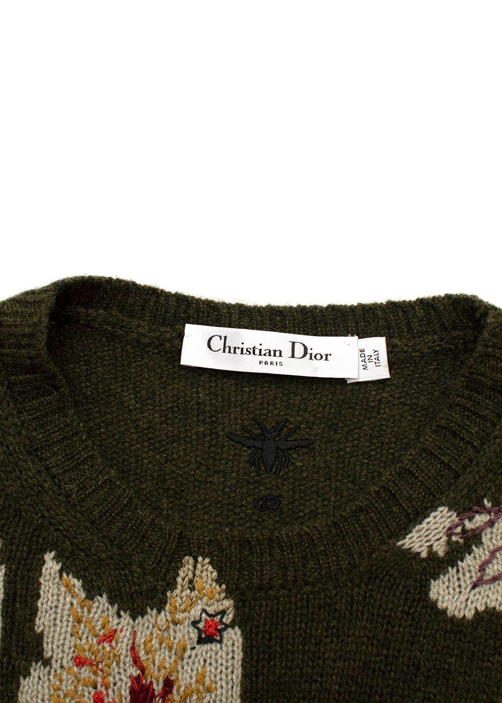 Dior Khaki Embroidered Cashmere Jumper