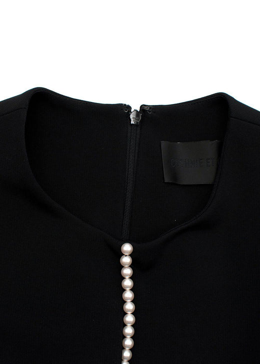 Faux Pearl Trimmed Cut-out Dress