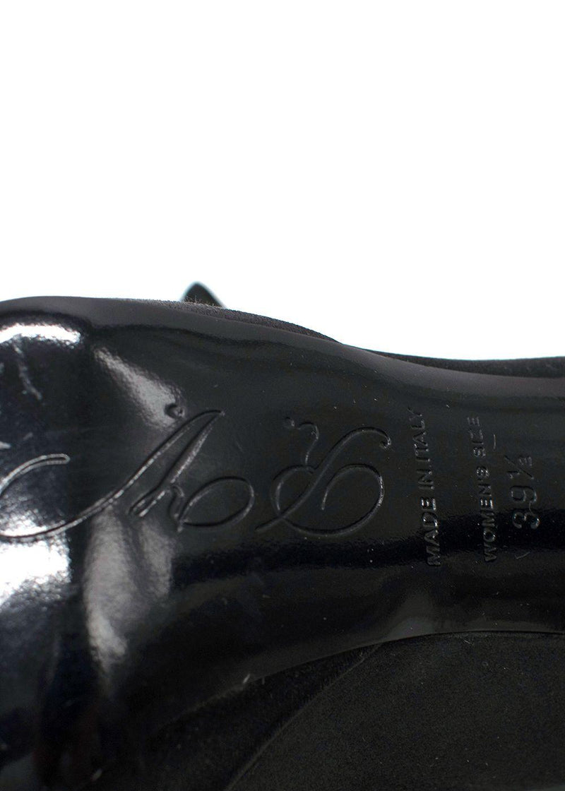 Roger Vivier Black Crystal-Embellished Satin Platform Pumps