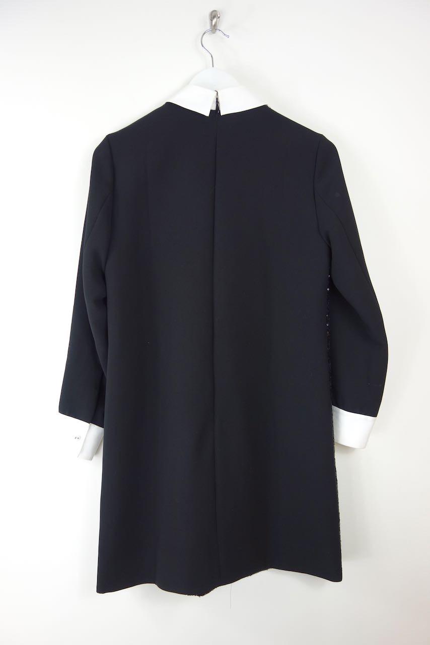 Black Sequin Contrast Collar Mini Dress