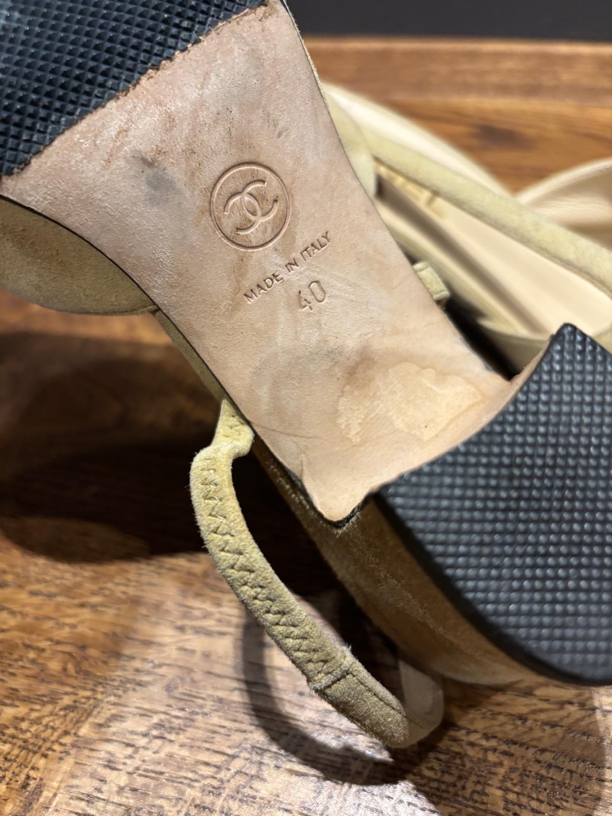Chanel Beige Suede Slingback Sandals