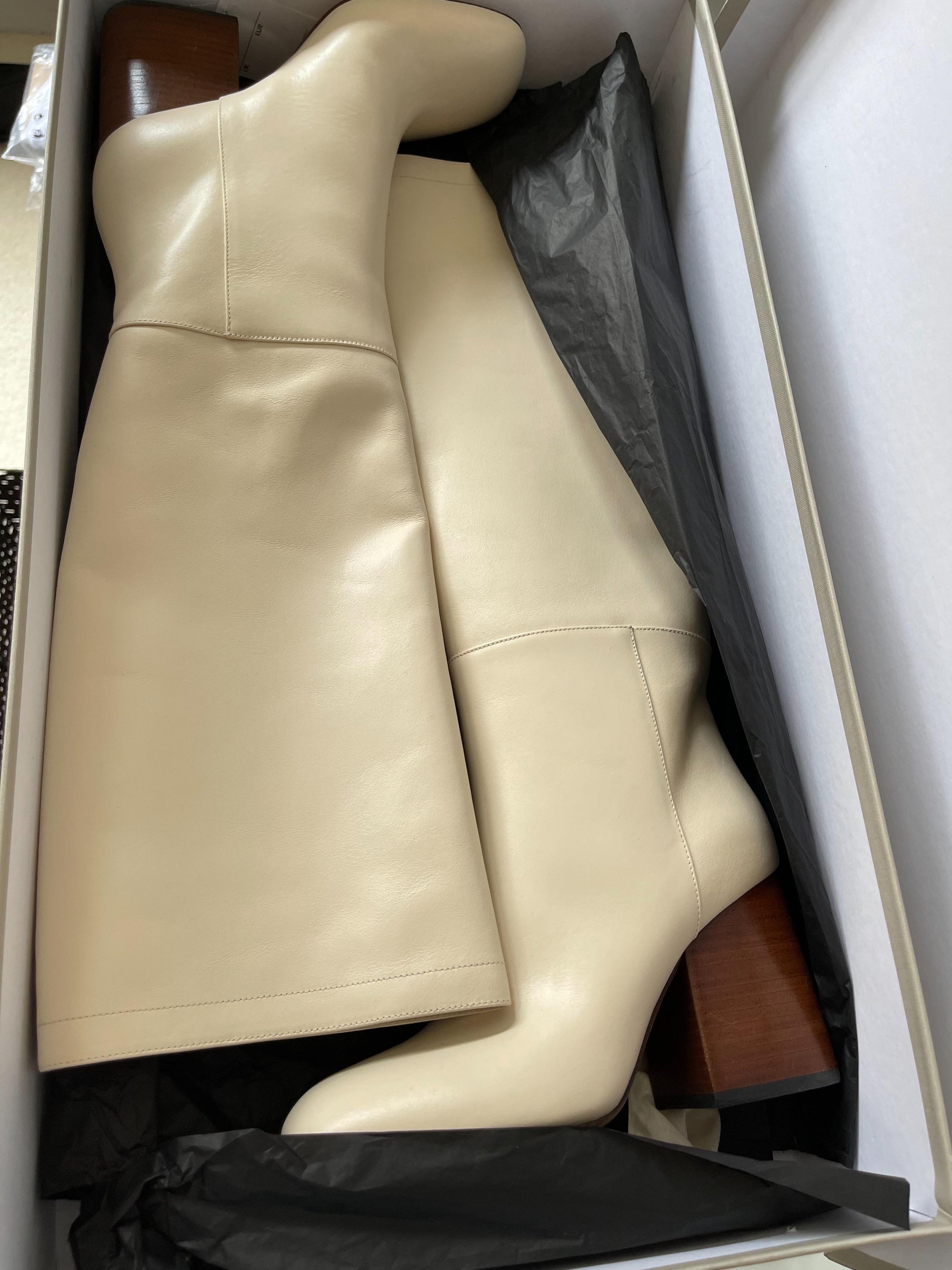 Ivory Leather OTK Boots