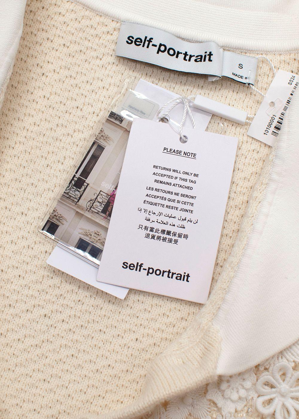 Self Portrait Cream Bow Embellished Knitted Mini Dress