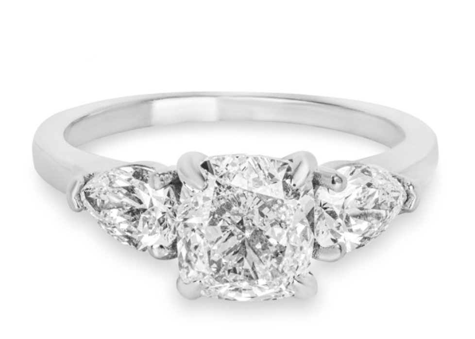Platinum Set Three Stone Diamond Engagement Ring - Size 46