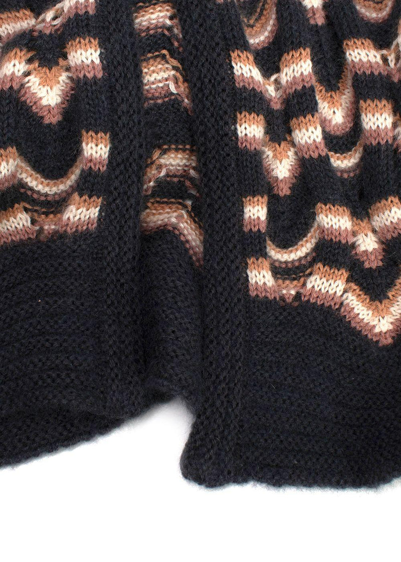 Missoni Grey and Pink Striped Longline Knitted Cardigan
