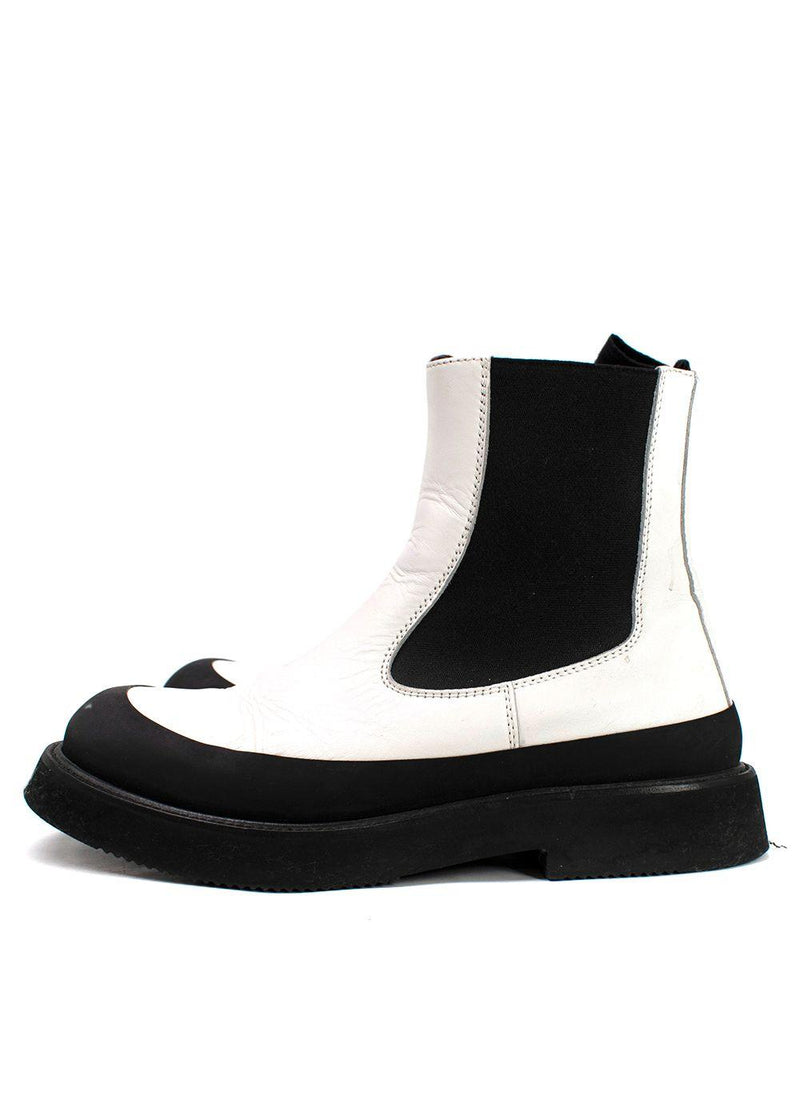 Celine White & Black Chelsea Ankle Boots