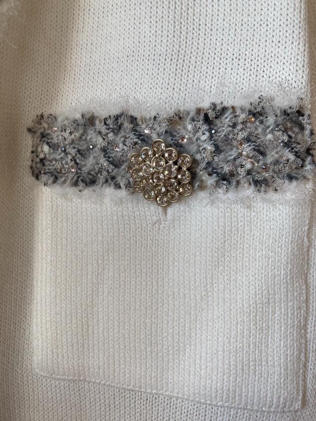 St John Couture Cream Crystal Embellished Cardigan