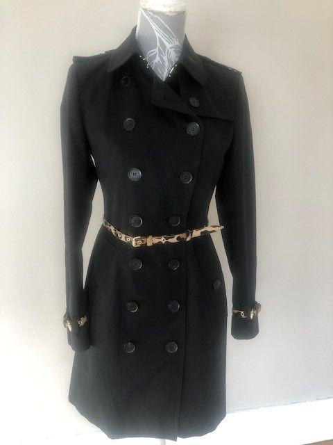 black cotton gabardine short trench coat