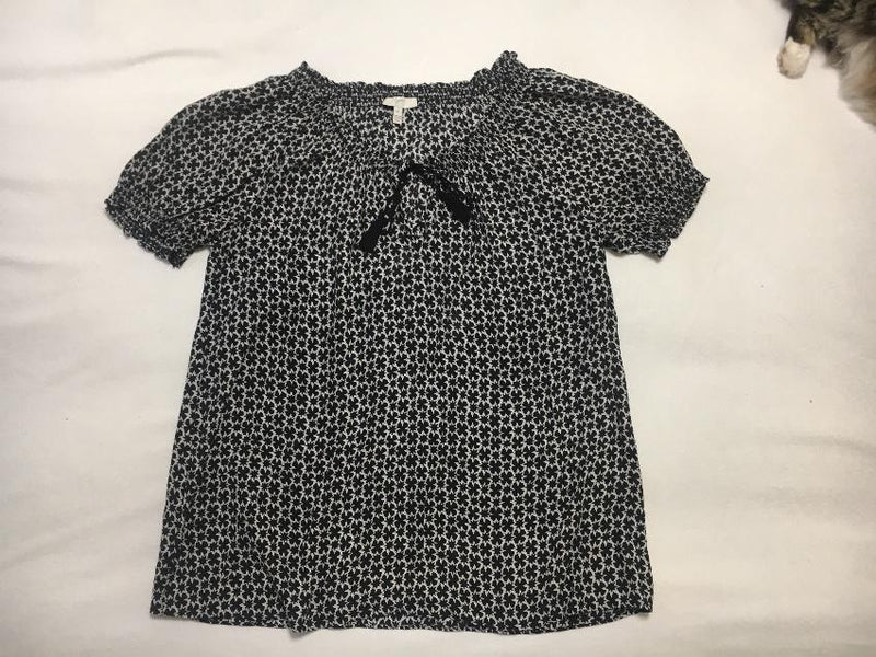 Joie black and white silk top