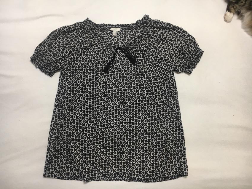 Joie black and white silk top