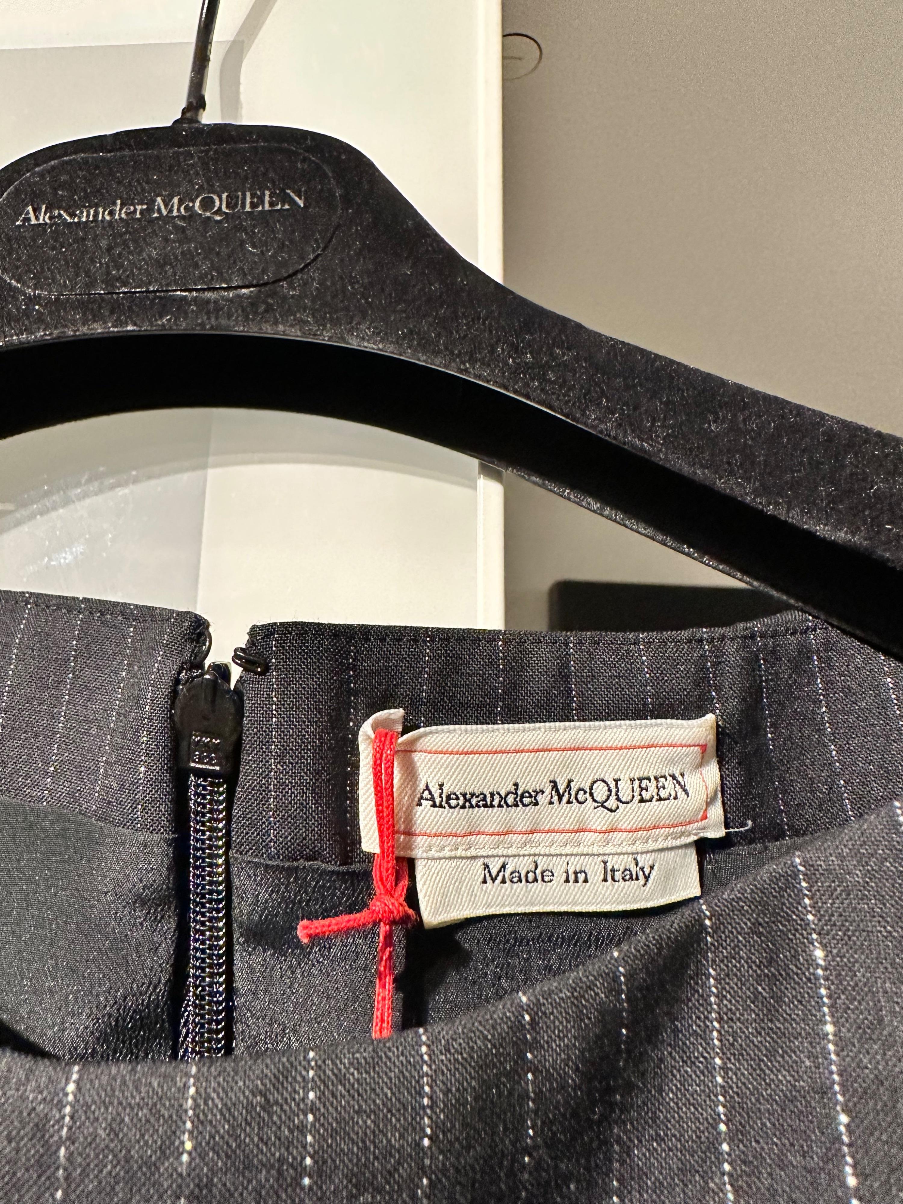Alexander Mcqueen Pinstripe and Checked Wool Midi Dress